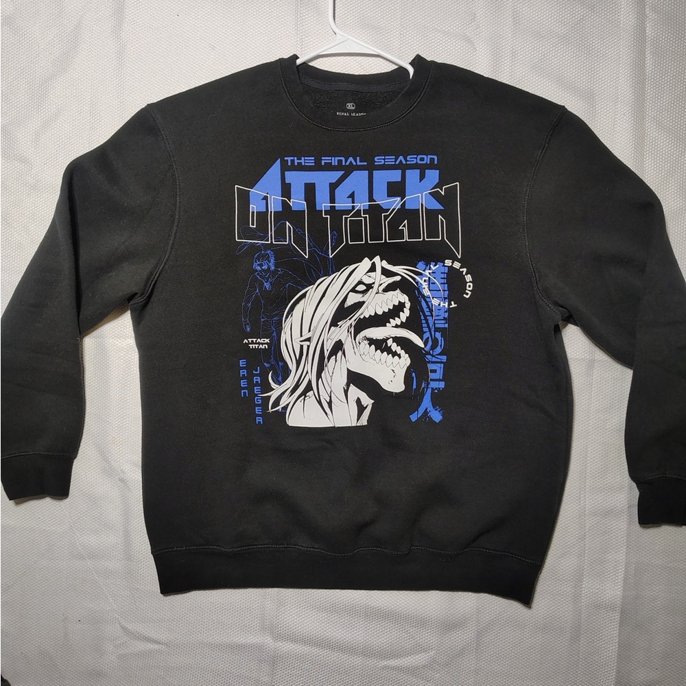 AOT Eren Jaeger The Final Season Graphic Crewneck - Black/Blue